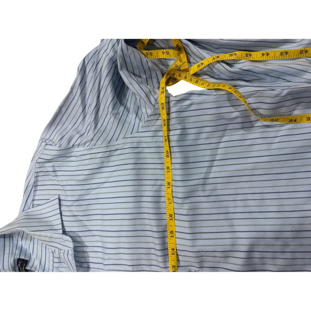 Banana Republic‎ Non-Iron Classic Fit Mens XL 17-17.5 Blue  Striped Shirt - Picture 4 of 8
